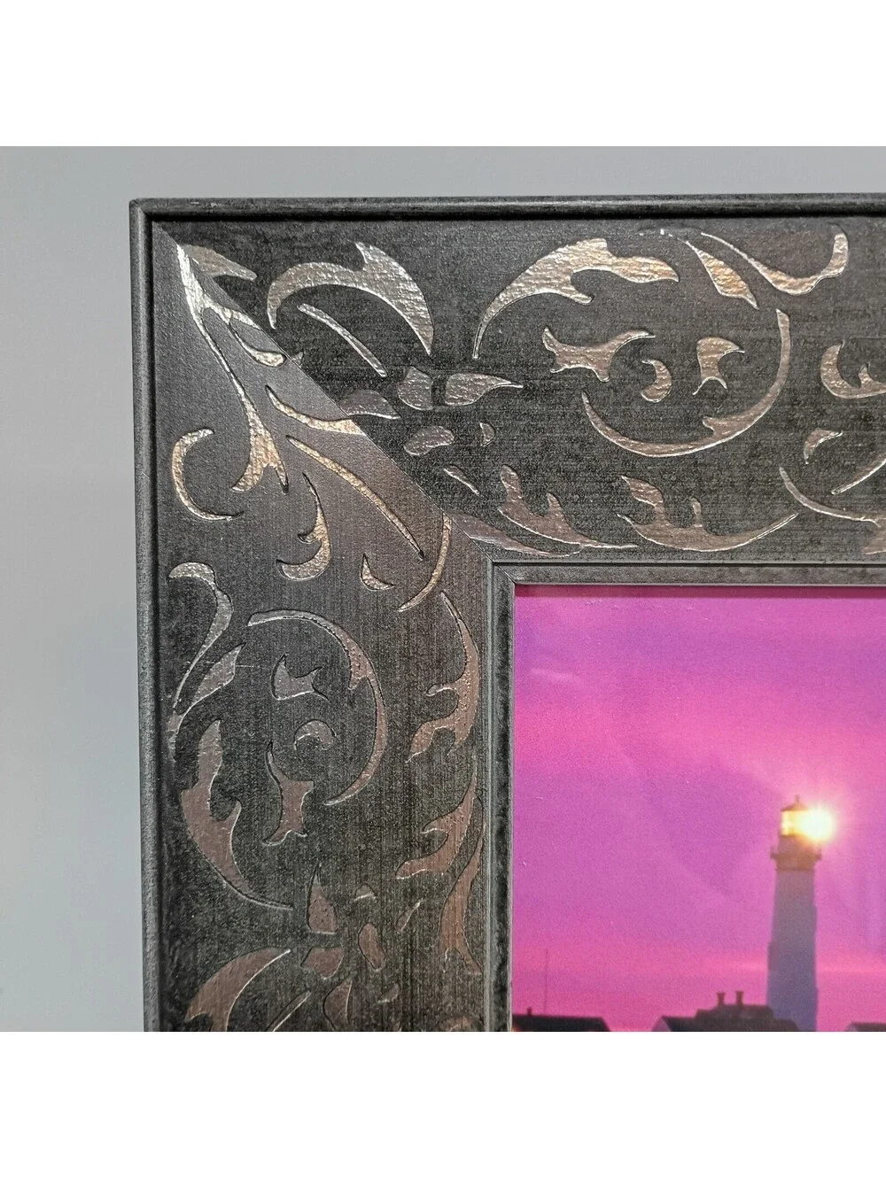 Domain Picture Photo Frame Metallic Scroll Traditional 5 X 7 Dark Gray & Silver